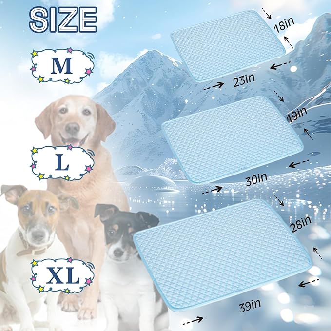 Dog Cooling Mat Thicken Cooling Mat for Dogs Self Cooling Chew Proof Dog Bed Mats Non-Slip Dog Bed Mats (Q-Max>0.5) for Indoor & Outdoor Car Seats
