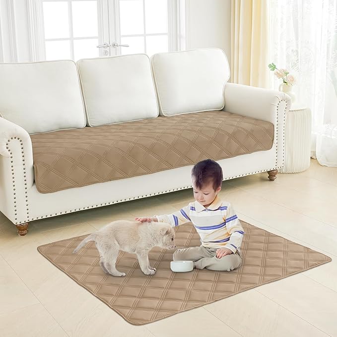 Smiry Waterproof Dog Bed Cover Blanket 30x53, Soft Reversible Pet Blanket, Washable Leakproof Cats Dogs Couch Cover for Sofa, Couch, Furniture, Camel/Camel