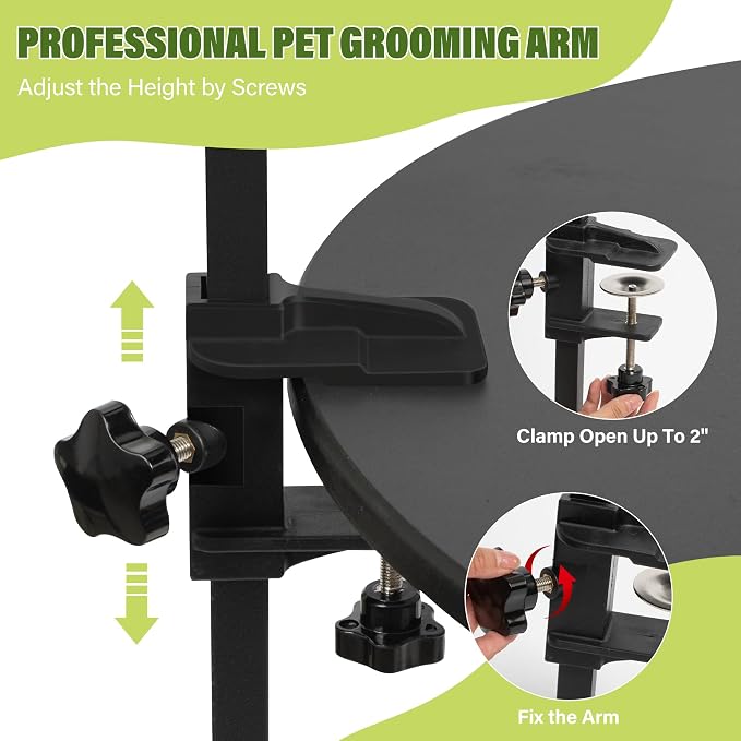 Dog Grooming Arm with Pet Grooming Hammock, getlstub 35" Pet Grooming Table Arm with Adjustable No Sit Haunch Holders, Dog Grooming Stand with Loop Noose for Small and Medium Pets
