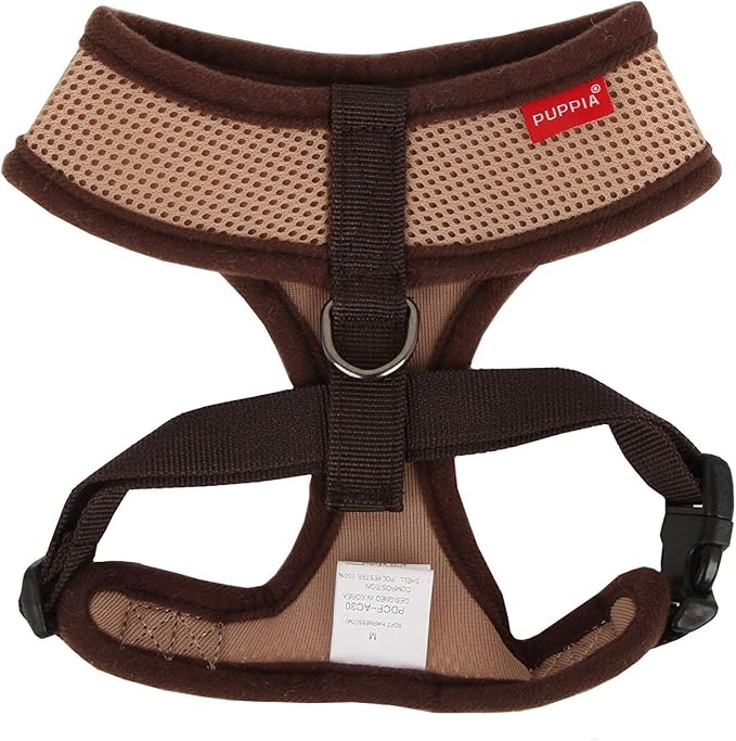 Puppia Soft Dog Harness No Choke Over-The-Head Triple Layered Breathable Mesh Adjustable Chest Belt and Quick-Release Buckle, Beige, XX-Large