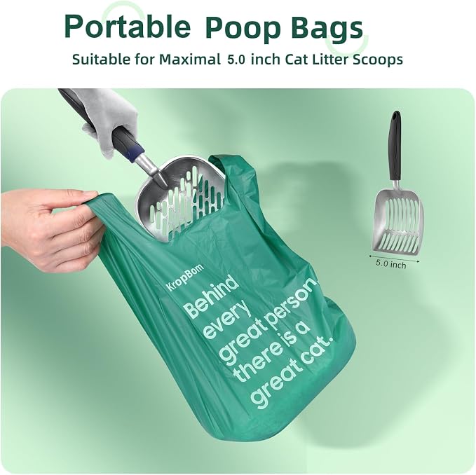 270 Count Cat Poop Bags with Handles, Disposable Litter Bags for Pet Poop, Extra-Thick Kitty Waste Bags Easy Tie Leak-Proof Strengthen Unscented (Made of 70% Recycled Plastic)