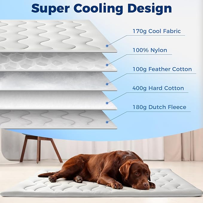 2026 Upgrade Cooling Mat for Dogs, Q-MAX>0.5 Large 39"×28" Double-Sided Arc-Chill Dog Cooling Mat (Cool & Warm), Dog Crate Pad, Portable Waterproof Washable All-Season Pet Bed Mat, Indoor & Outdoor
