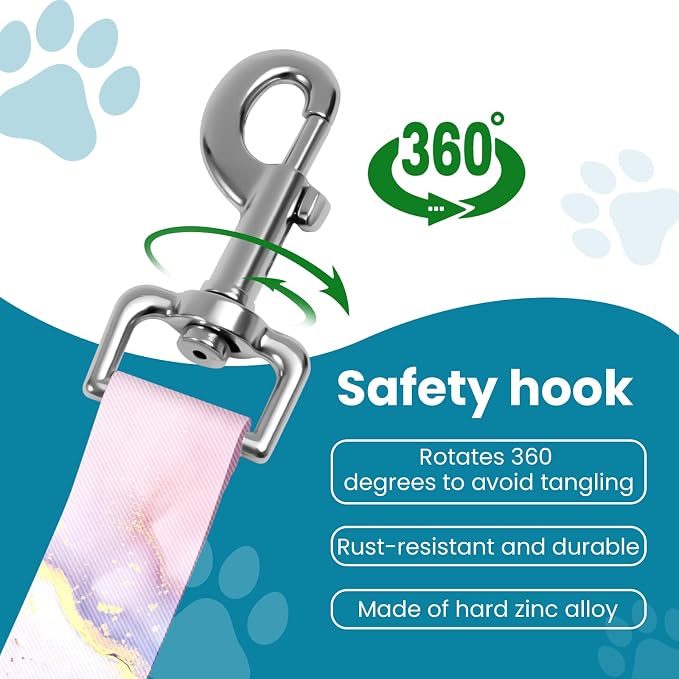 Adjustable pet cat and Dog car seat Belt，The Lanyard is Flexible and Adjustable from 20 to 33 inches (Pink Marble)