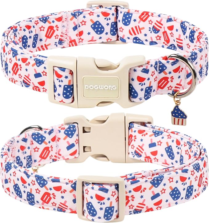 Summer Dog Collar for Boy Girl Dogs -Cute Popsicle Dog Collar, Adjustable Soft 4th of July Dogs Collars for Large Dogs, XL