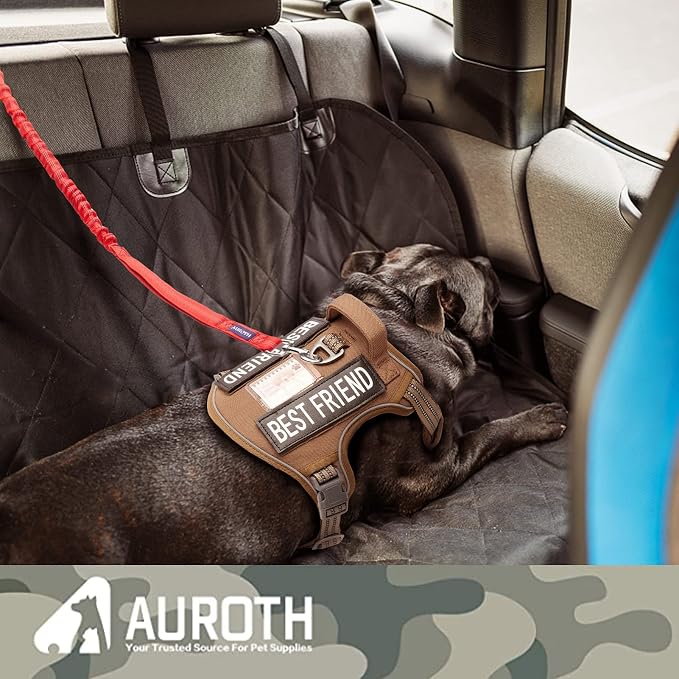 AUROTH Heavy Duty Bungee Dog Leash for Large Breed Dogs, No Pull for Shock Absorption with Car Seat Belt, 2 Padded Handles 4.5Foot 6Foot Training Dog Leash Red