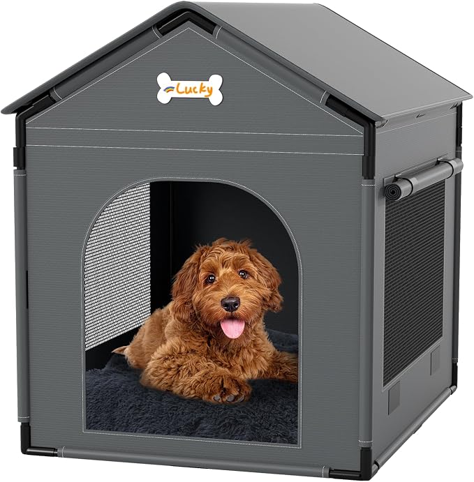 Large Dog House Indoor Outdoor Dog Kennel Bed Mat with Cushion for Small Medium Dogs Cats, Cozy Cooling Cat Nest Puppy Cave Sofa Pet Products Easy Assembly