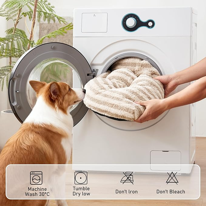 FURTIME Washable XL Dog Bed for Extra Large Dogs, Deluxe Dog Crate Beds Comfy Fluffy Kennel Pad Anti-Slip Pet Sleeping Mat, Machine Washable Dogs Pillow, 40"x27"x3.5", White