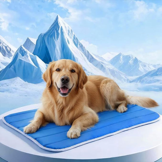Dog Cooling Mat, Cold Memory Sponge Cooling Mat for Dog, Foldable Crate Pet Bed & Non-Slip, (Q-Max > 0.45) Long-Lasting Cool & Keep Your Pet Cool (Large - 35.4x23.6 Inch)