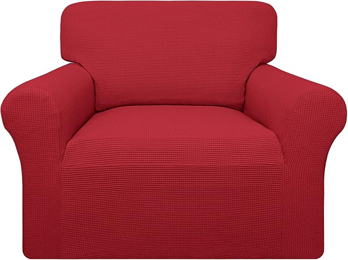 Easy-Going 100% Waterproof Chair Couch Cover, Dual Waterproof Sofa Cover, Stretch Jacquard Sofa Slipcover, Leakproof Furniture Protector for Kids, Pets, Dog and Cat (Chair, Christmas Red)