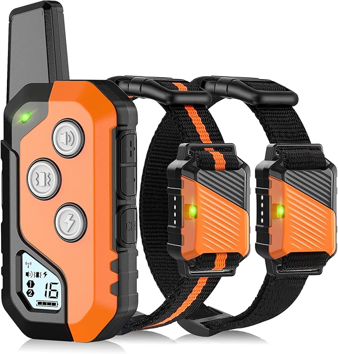 Shock Collar for Dogs, Dog Training Collar with Remote Control for 2 Dogs, 3 Training Modes with Beep, Vibration and Satic, Waterproof, Rechargeable for Large Medium