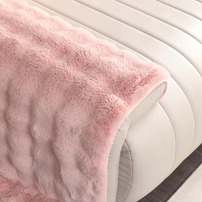 Faux Fur Couch Cover, Soft Warm Plush Sofa Couch Cover, Non Slip Sectional Sofa Slipcovers, Washable Furniture Protector for Kids, Dogs, L Shaped Armrest Backrest Cover(Pink, 28"×28")