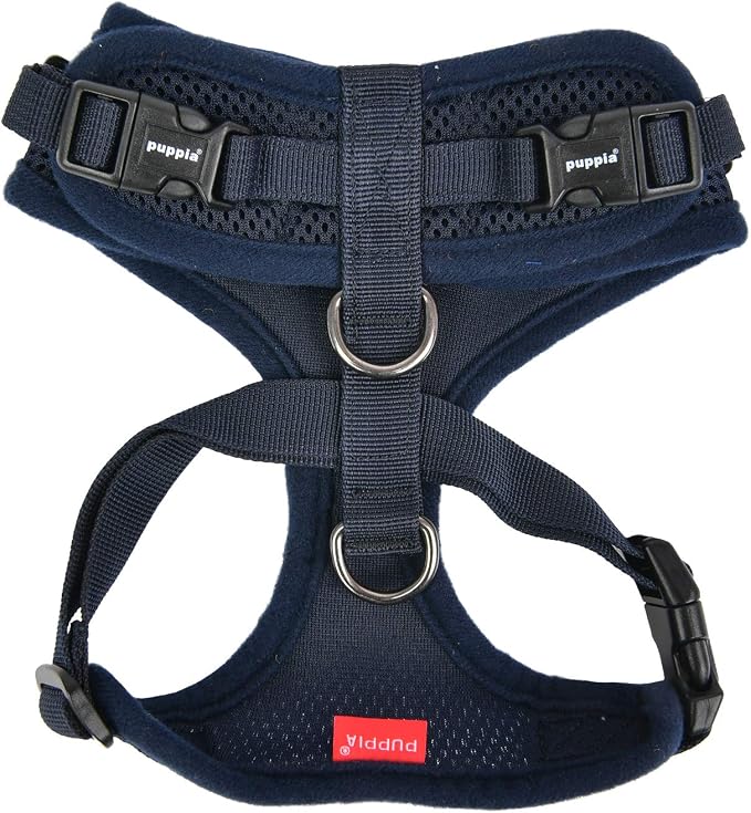 Authentic Puppia RiteFit Harness with Adjustable Neck, Navy, Large