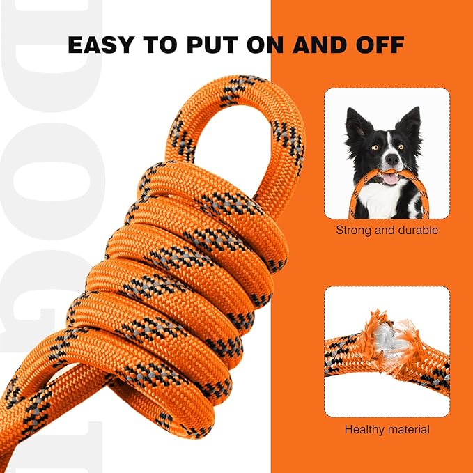 lynxking Slip Lead Dog Leash Reflective, Heavy Duty Comfortable Strong Rope for Large Medium Small Dogs No Pull Pet Training (Orange, Large 1/2in x 6ft-Slip Lead)