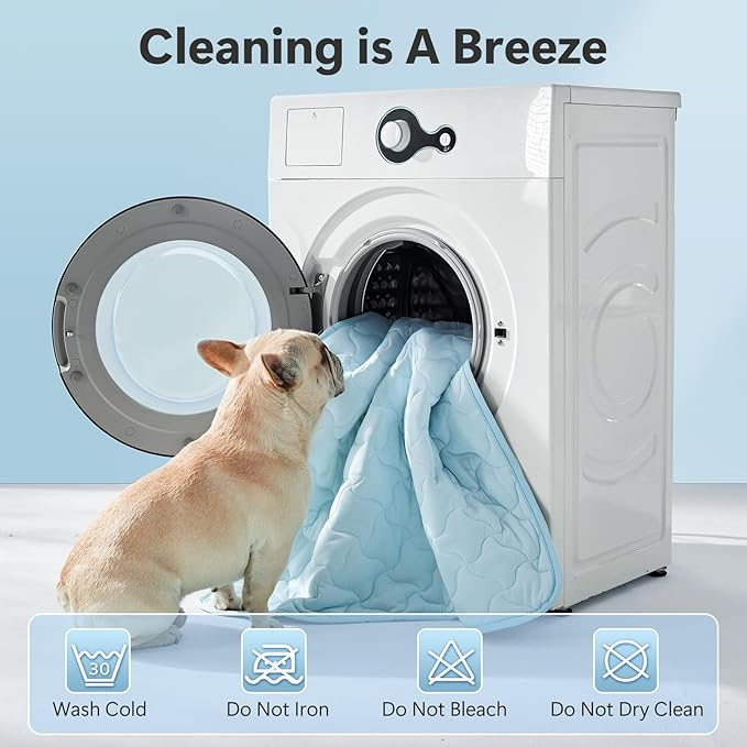GASUR Cooling Mat for Dogs, Q-Max>0.5 Instant Temp Drop Dog Cooling Mats for Puppy & Cats, Cooling Pad for Dog - Indoor Outdoor Travel Use, Snag Resistant，Machine Washable & Anti-Slip, 20"X16" Blue