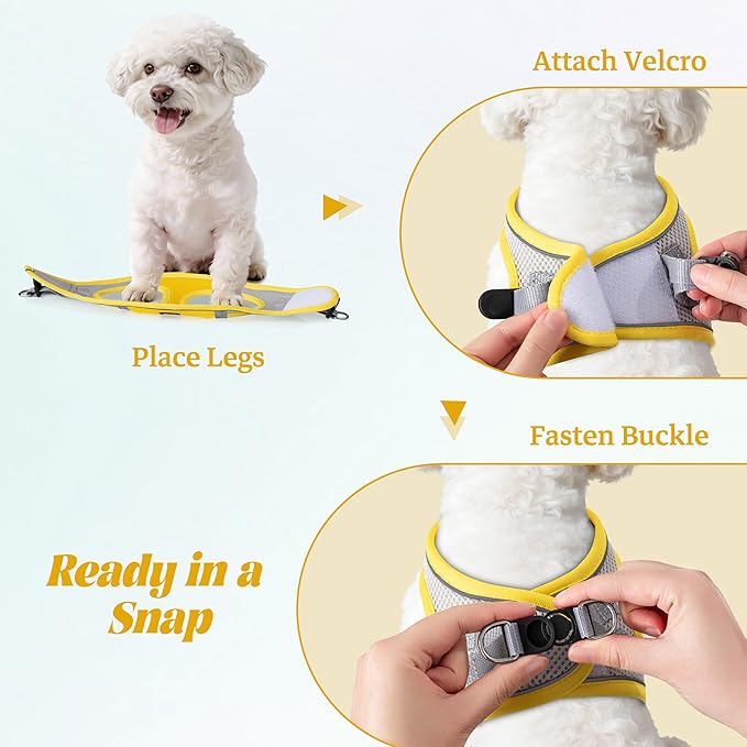YIMEIS Dog Harness and Leash Set, No Pull Soft Mesh Pet Harness, Reflective Adjustable Puppy Vest for Small Medium Large Dogs, Cats (Yellowgrey, X-Small (Pack of 1)