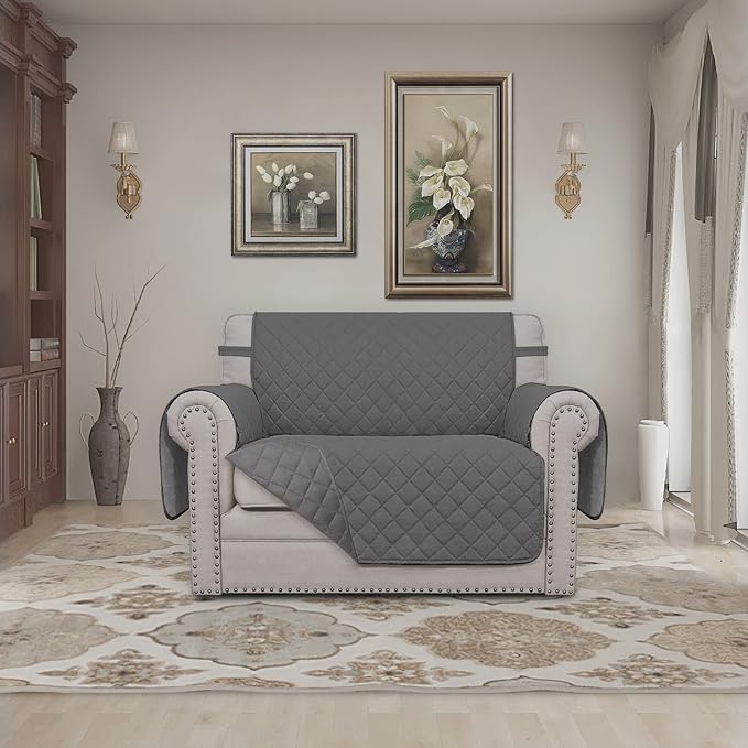 Easy-Going Oversized Chair Sofa Slipcover Reversible Sofa Cover Water Resistant Couch Cover Furniture Protector Cover with Elastic Straps for Pets Dog (Oversized Chair, Gray/Gray)