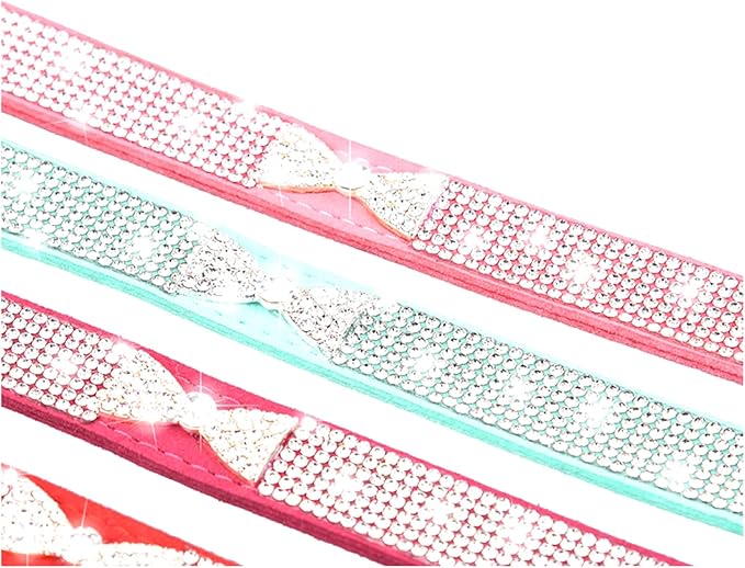 Rhinestone Dog Collar, Cute Dazzling Sparkling Soft Suede Leather Dog Cat Rhinestone Collar Crystal Diamond Pet Dog Puppy Collar (L, Black-2)