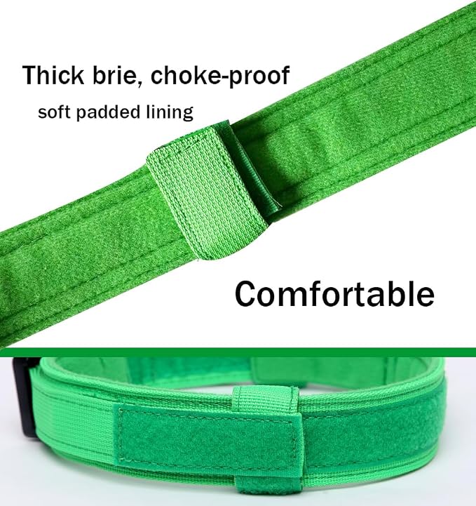 Tactical Dog Collar - Adjustable Nylon, Heavy Duty Metal Buckle with Handle for Dog Training (Bright Green, XXL)