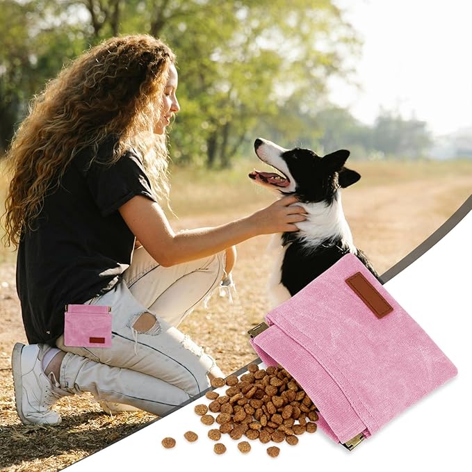 1 Pcs Pocket Pet Training Pouch,Dog Treat Pouch for Portable Pet Dog Walking Bag for Travel or Outdoor Use (Pink)