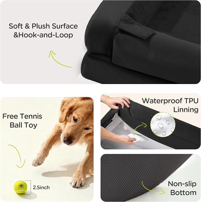 Dog Beds for Extra Large Dog-Orthopedic Pet Jumbo Bed with Washable Removable &Waterproof Cover Memory Foam Sofa Pet Couch with Bolster-48 x 30"