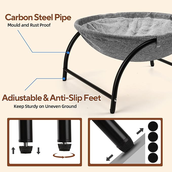 LIFLIX Raised Cat Hammock Bed, Pet Bed for for Indoor Cats, Standing Cat Cot with Washable Plush,17.1 x 17 x 9.5 inches