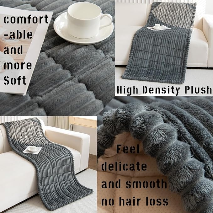 Mitid Sofa Cover Fuzzy Couch Cover for Pet, Couch Covers for Dogs Washable Non-Slip Sofa Slipcover Cushion Protector Pets Friendly Mat