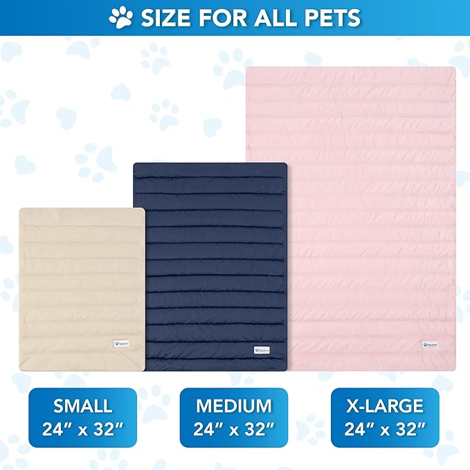 PetAmi Dog Cooling Mat, Q-Max Pet Cooling Blanket with Thick Cushioning, Self Cooling Pad for Dogs & Cats, Reversible Summer Mat for Crate, Couch, Kennel, Taupe/Beige, Small (24x32)