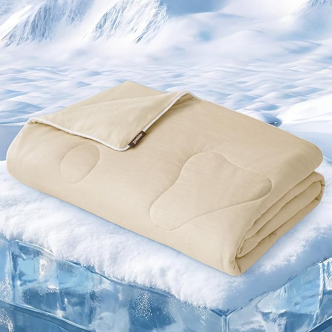 ZOMISIA Cooling Blanket for Large Dogs - Washable Dog Cooling Mat for Hot Weather, Travel Soft Pet Summer Essentials, Khaki, 40"x50"