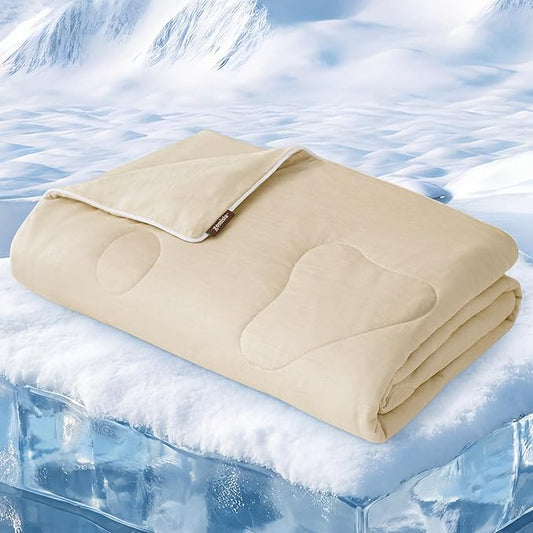 ZOMISIA Cooling Blanket for Large Dogs - Washable Dog Cooling Mat for Hot Weather, Travel Soft Pet Summer Essentials, Khaki, 40"x50"