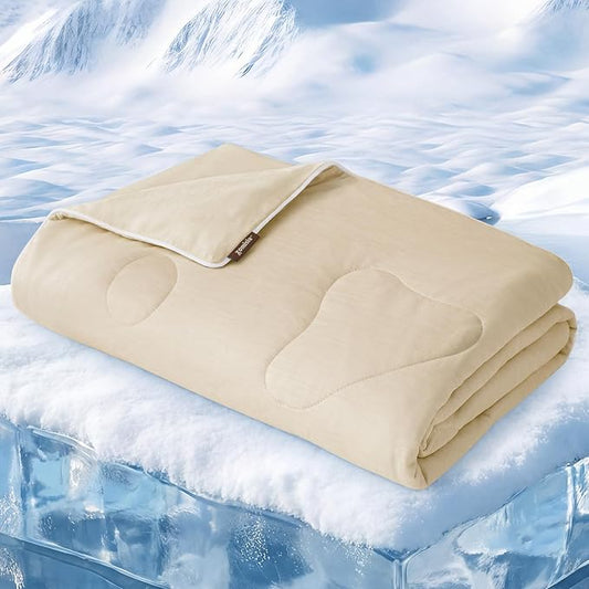 ZOMISIA Cooling Blanket for Extra Large Dogs - Washable Dog Cooling Mat for Hot Weather, Travel Soft Pet Summer Essentials, Khaki, 50"x60"