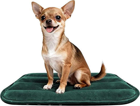 pobopobo Dog Crate Pad, Ultra Soft & Anti-Slip Kennel Mat, Secure Fit for Metal Crates & Dog Cages, Washable Cozy Bed for Small Medium Large Dogs (Green, S(23"*14"*1.5"))