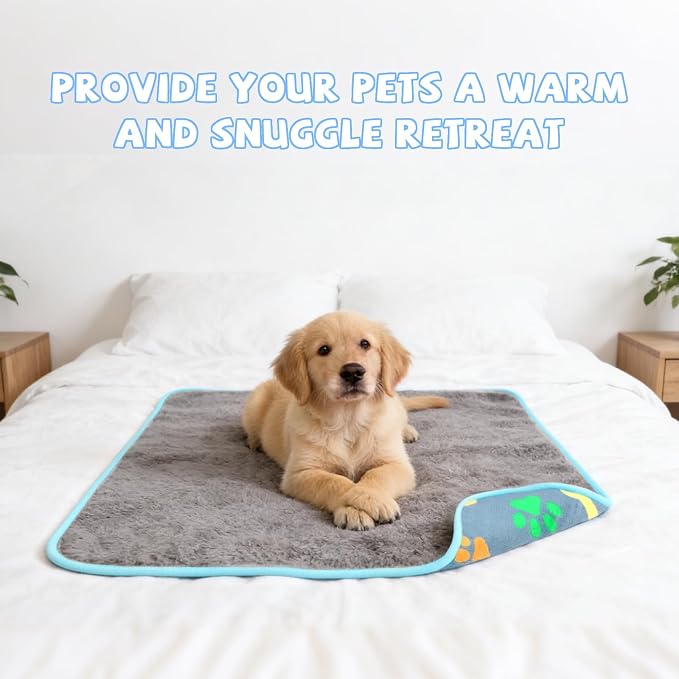 YUEPET Waterproof Dog Blankets, 2 Pack Washable Dog Blankets for Bed Couch Sofa Protector Fleece Flannel Puppy Blanket Soft Plush Reversible Throw Blanket for Small Dogs Cats 23"×16"(Black+Blue)