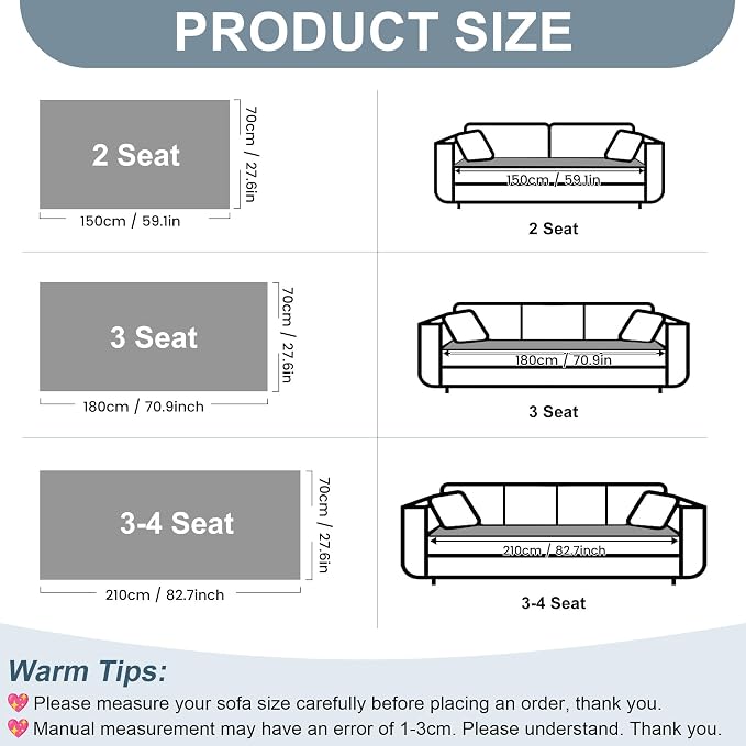 OTOB Couch Cover for Dogs Washable, Non Slip Plush Fuzzy Sofa Covers for 3 Cushion Couch All Seasons, Kids Pet Friendly Soft Cozy Furniture Protector Sofa Slipcovers (Light Gray, 27.6" x 82.7")