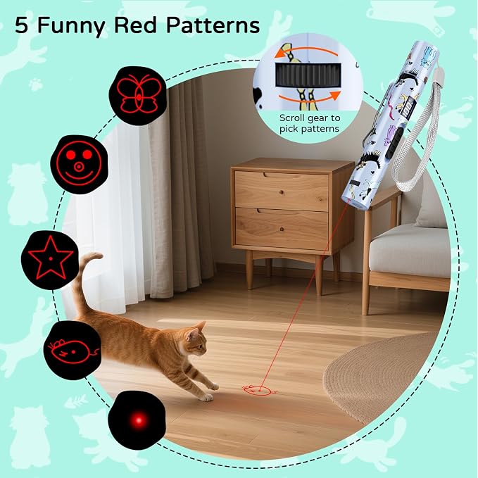 TBTeek Cat Toy, Battery Screen, Cute Fun Creative Body, Rechargeable, 7 Adjustable Patterns, Interactive Kitten Pet Dog Chase Toy for Fun Chase Play Exercise (1pcs)
