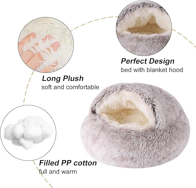 Dog Beds for Small Dogs, Cat Bed Cave, Washable Cute Cat Bed, Cozy Nook Pet Bed for Dogs or Cats, Anti-Slip Puppy Bed Fits up to 12 lbs Pets(Coffee, 20" x 20")