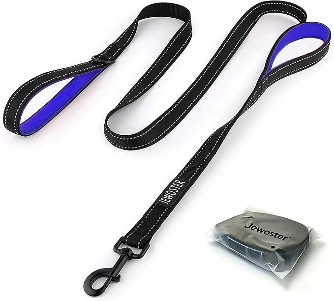 Dog Leash Heavy Duty - 2 Handles by Padded Traffic Handle for Extra Control, 6foot Long - Perfect for Medium to Large Dogs (6 ft, Black Blue)