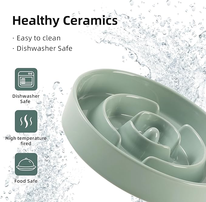 Havniva Ceramic Slow Feeder Dog Bowls, 1.6 Cups Dog Bowl Slow Feeding for Medium Breed, 8.2inch Puzzle Dog Food Bowl Slow Feeder Non-Slip Anti-Gulping and Anti-Choking Reduces Bloating