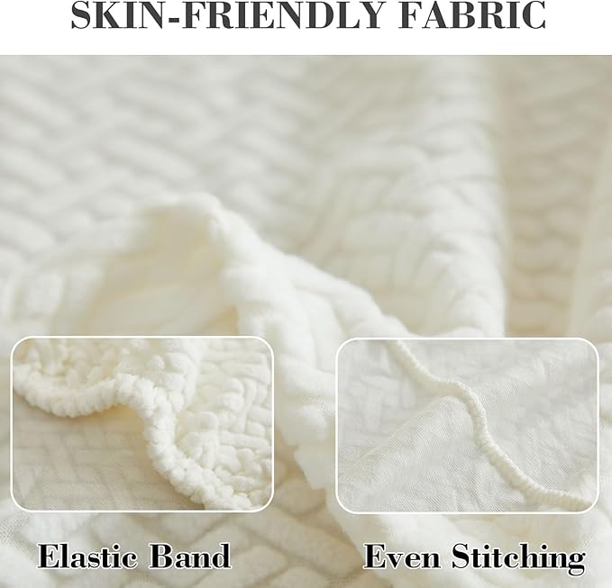 Sofa Covers Couch Covers for Sofa Pet Friendly Couch Cushion Covers Universal Sofa Covers Washable Stretch Slipcovers for Sectional Sofa (Texture Ivory White,Chaise Cover)