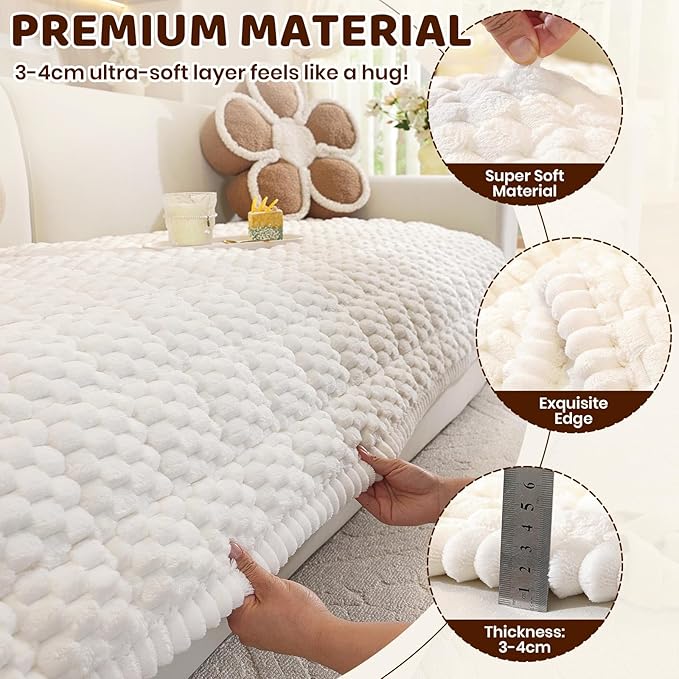 Royhom Couch Cover for Dogs Washable, Soft Thick Pet Couch Covers for Sofa, Pawcart Couch Protector Pet Friendly, Furniture Covers Dog Mat for Couches and Sofas (White, 35.4 x 47.2 Inch)