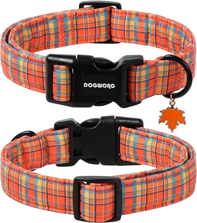 DOGWONG Fall Maple Dog Collar- Cute Classic Fall Autumn Flower Dog Collars Adjustable Fall Dog Collar for Small Medium Large Dogs S