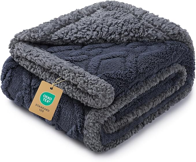 Luciphia Waterproof Pet Blanket, Liquid Pee Proof Dog Blanket for Sofa Bed Couch, Reversible Sherpa Fleece Furniture Protector Cover for Small Medium Large Dogs Cats, Dark Grey King Size（90" x 82"）