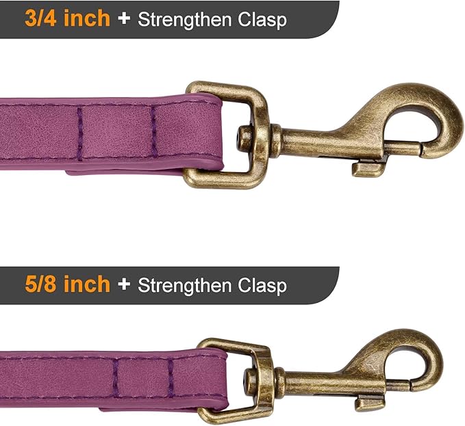 Didog Stylish PU Leather Dog Leashes for Medium Dogs, Easy to Clean 5ft Dog Leashes for Large Dogs, Fashionable and Elegant for Walking, Running and Training,Purple, M