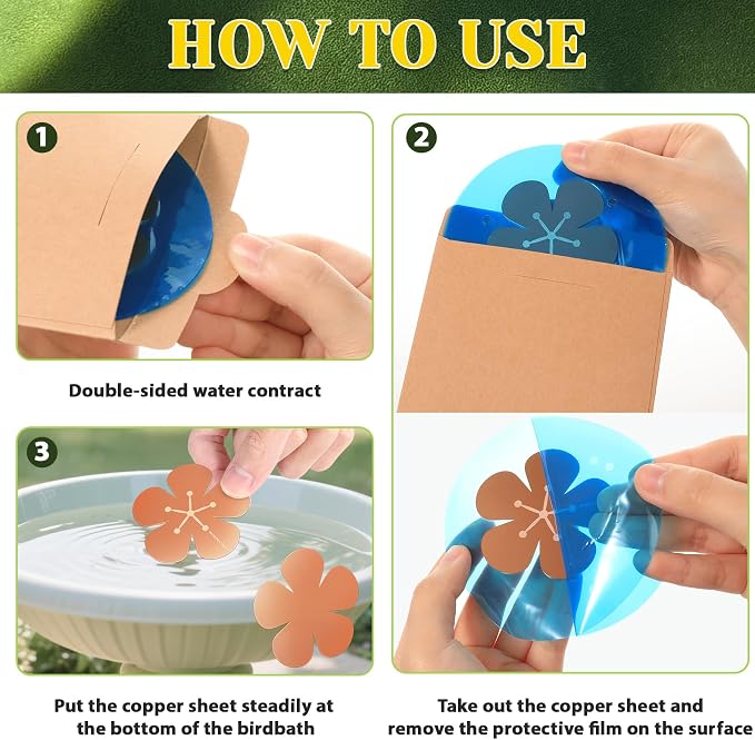 5Pcs Bird Bath Copper Disk 99.99% Pure Copper Purification Disk 0.6mm for Natural Physical Water Cleansing Universal All Season Fit for Purifying Outdoor Birdbaths,Bowls and Garden Fountains( Flower)