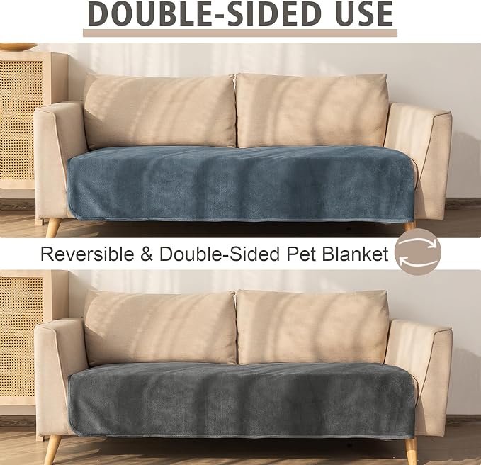 Ameritex Pet Bed Blanket Reversible 100% Waterproof Velvet Super Soft for Sofa and Bed