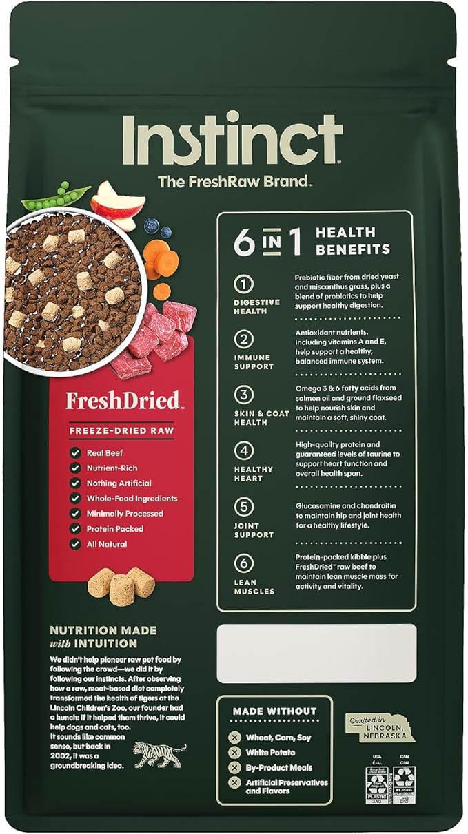 Instinct RawBoost, Natural Dry Dog Food with Freeze-Dried Pieces, High Protein, Grain-Free Recipe - Real Beef, 3.5 lb. Bag