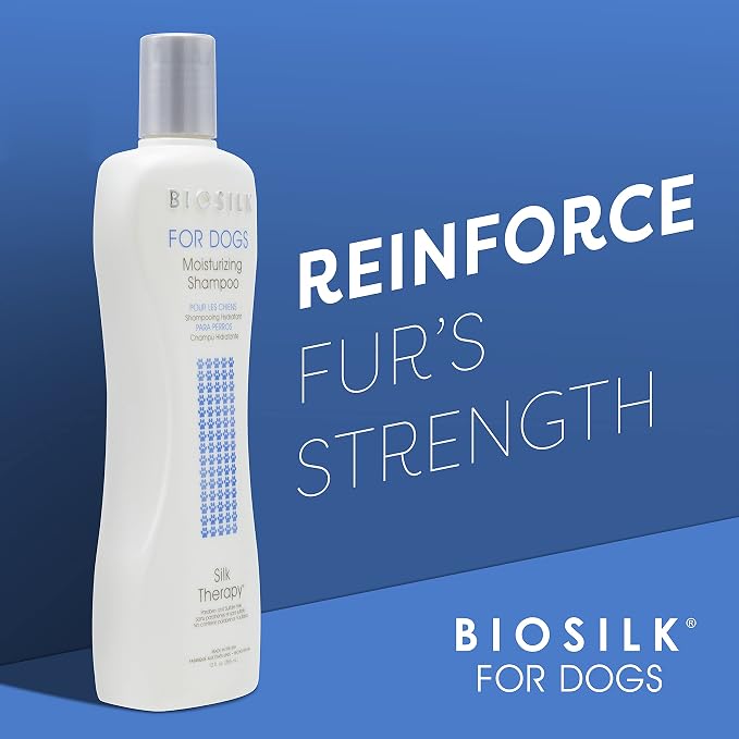 BioSilk for Dogs Silk Therapy Moisture Shampoo with Silk Proteins and Vitamins, Restores Shine and Softness, Sulfate Free, Paraben Free, pH Balanced, Made in USA, 12 Fl Oz