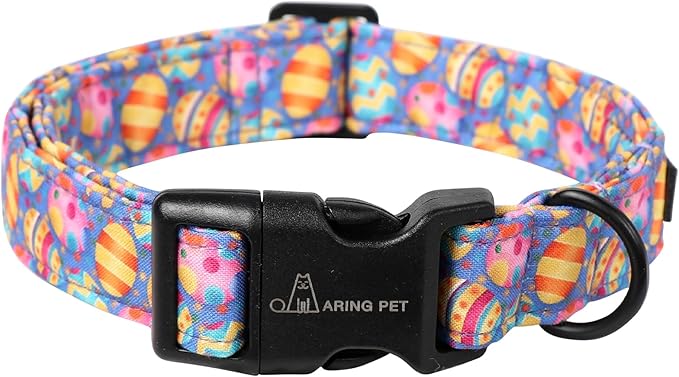 ARING PET Easter Dog Collar, Cute Purple Eggs Pet Collars with Quick Release Buckle for Puppy Small Medium Large Boy Girl Dogs-M
