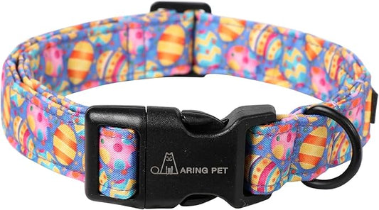 ARING PET Easter Dog Collar, Cute Purple Eggs Pet Collars with Quick Release Buckle for Puppy Small Medium Large Boy Girl Dogs-M