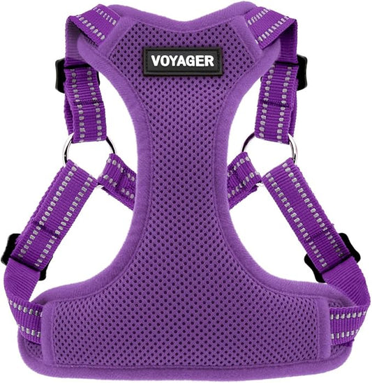 Best Pet Supplies Voyager Adjustable Step-in Flex Breathable Mesh Dog Harness for Small Medium Large Dogs (Purple), S
