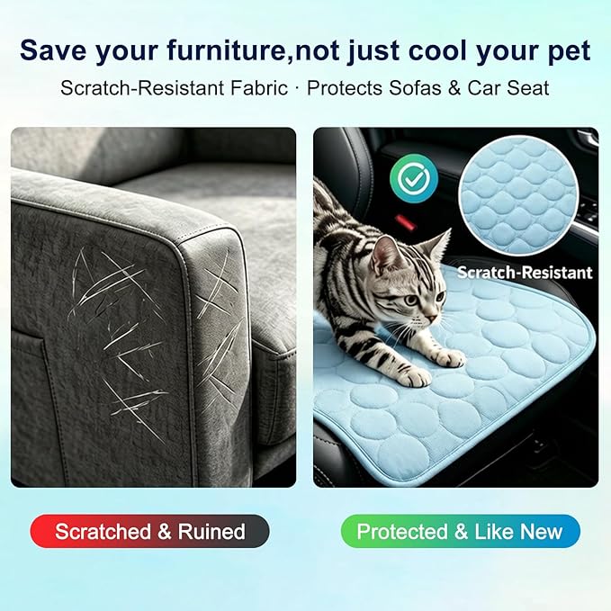 Dog Cooling Mat 22"x28" Q-Max>0.4, Absorbent & Pressure-Activated Self-Cooling, Non-Slip Scratch Resistant, Washable Cooling Mat for Dogs, Cooling Pad for Dog Bed Mats for Car Crate Patio Outdoor